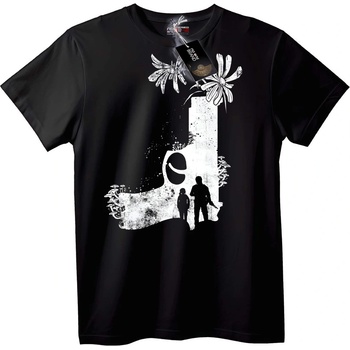 NOONEBRAND Тениска с Изкуство с Цветя и Пистолет - M, Black