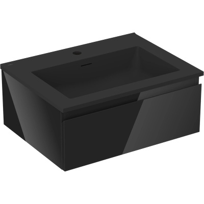 Orio шкаф за баня 60 см с мивка Otis, 1 чекмедже, черен гланц/черен мат - 91A10-06023-1-BF70-W18M71 (91A10-06023-1-BF70-W18M71)