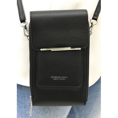 Dámska čierna kabelka na telefón/peňaženka s popruhom crossbody IVORY