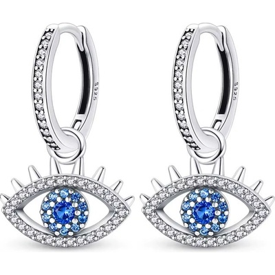 Grace Silver Jewellery stříbrné náušnice s motivem Evil Eye E-1486/276 Modrá