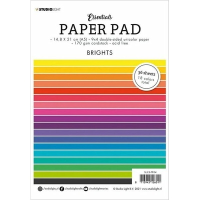 Blok barevných papírů Studio light, 36 ks, 170 g, A5 - zářivé barvy