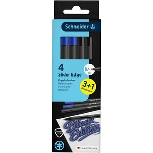 Schneider Комплект химикалки, 0, 7 мм, с натискащ бутон, SCHNEIDER „Slider Edge XB, черни (152291)