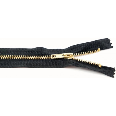 Jeans zipsy mosadzné č. 5 nedeliteľné - dĺžka 10 cm - 25 cm 20 cm čierna