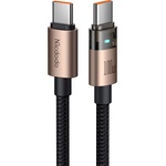 Mcdodo Кабел за данни - Mcdodo (CA-5581) - със светлина при зареждане, USB-C → USB-C, прозрачен, 100W, 1.2m - Desert Gold
