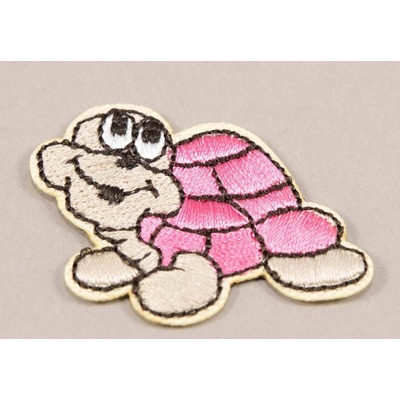 Nažehľovacia záplata - korytnačka - rozmer 4,5 cm x 3 cm - ružová, zelená, modrá ružová_10001154