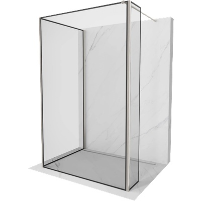 Mexen Kioto душ кабина Walk-in 140 x 70 x 40 cm, черна рамка, четкан никел - 800-140-070-221-97-70-040 (800-140-070-221-97-70-040)