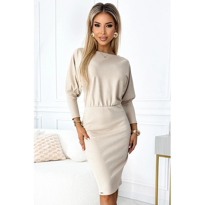 Numoco Елегантна къса рокля в бежов цвят 399-3nmc-2248 - Бежов, размер l