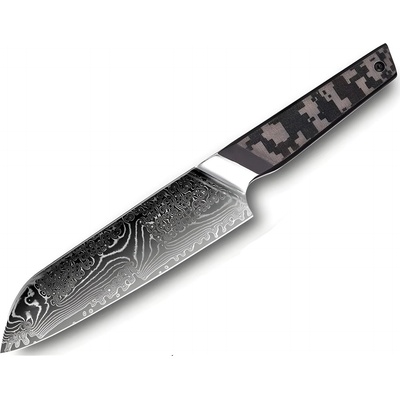 HARAHU Дамаски кухненски нож TA-37577 - Santoku / Черен / Сив KP37577 (TA-37577)