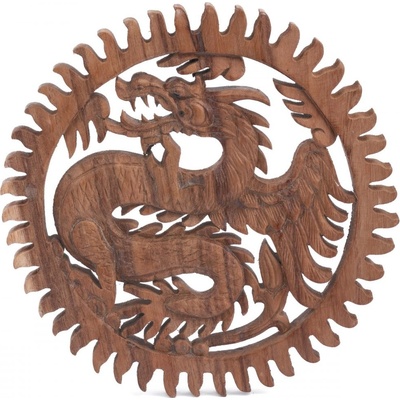 Dřevěná nástěnná dekorace DRAK natural ø 25 cm