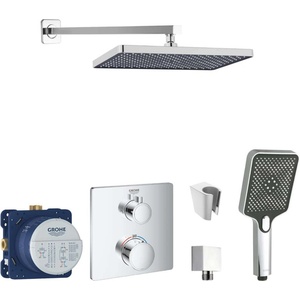 SANITINO - Душ комплект с термостат Grohe и скрито тяло, аксесоари kielle, хром SANI21GKK007 (SANI21GKK007)