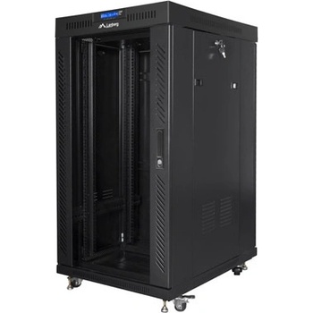 Lanberg rack cabinet 19" free-standing 22U-800x800 (flat pack) with glass door lcd black v2 (FF01-8822-12BL)