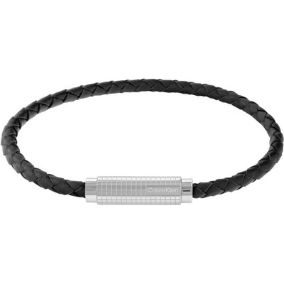 Calvin Klein Černý kožený náramek pro muže Modern Grid 35000582