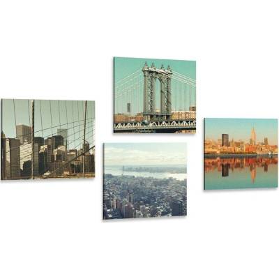 Set obrazů výhled na město New York - 4x 40x40