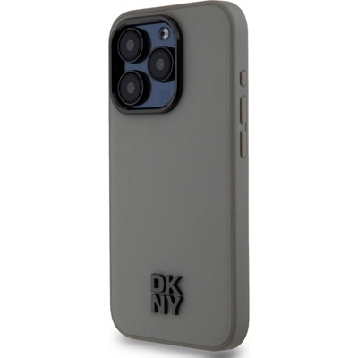 DKNY PU Leather Stack Logo Magsafe pre Apple iPhone 15 Pro, šedá