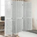 vidaXL Разделител за стая, 5 панела, бял, дърво пауловния масив (358679)