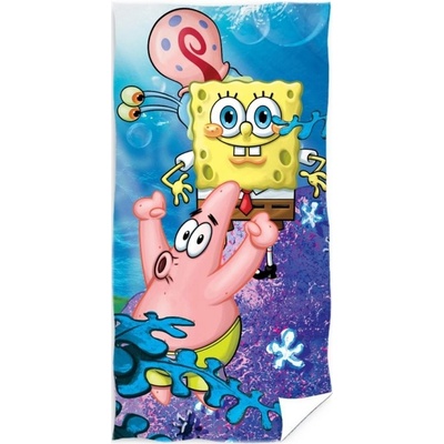 Carbotex Detská plážová osuška SpongeBob s Garym a Patrikom 70 x 140 cm
