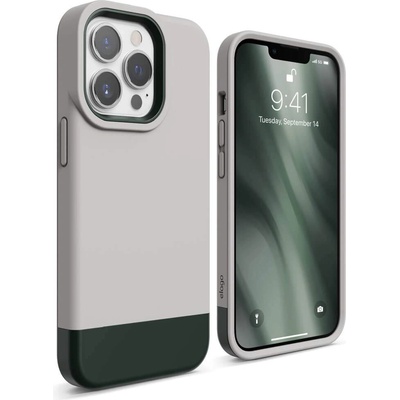 elago Glide Case - удароустойчив силиконов (TPU) калъф за iPhone 13 Pro (сив-зелен)