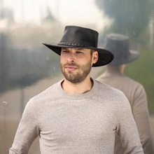 Pánsky hladký kožený stetson Barmah hats z klokanej kože čierna