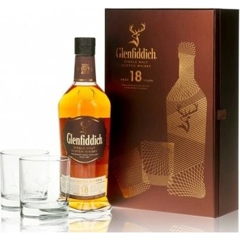 Glenfiddich 18y 40% 0,7 l (darčekové balenie 2 poháre)