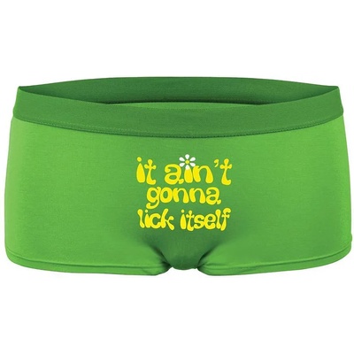 Funny underwear Дамски боксерки Lick Itself, зелени