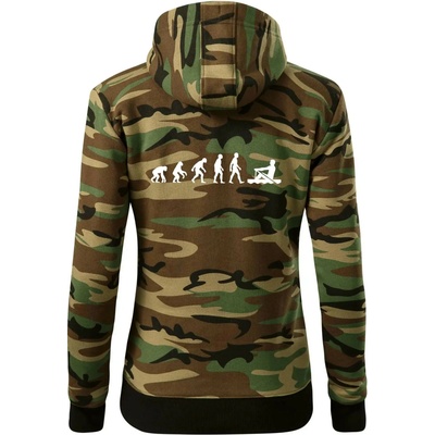 Evoluce veslování 1 človek dámská mikina trendy zipper s kapucí Hnědý maskáč – Zboží Dáma