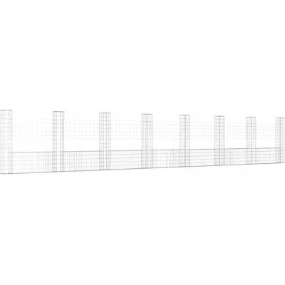 ZBXL Gabionový koš ve tvaru U s 8 sloupky železo 860 x 20 x 150 cm