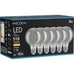Mexen Vintis 6x крушка с нажежаема спирална LED E27, G80, 8W, Топла - 2700K, 510 lm, димна (L165-E27-0827-70x06)