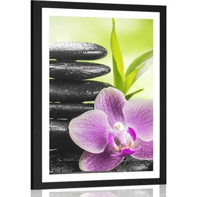 Plakát s paspartou meditační Zen kompozice - 20x30 white