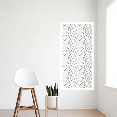 dřevo života Dřevěný dekorační panel LEAF III Rozměry (cm): 30x60, Zvolte barvu dekoru: Bílá