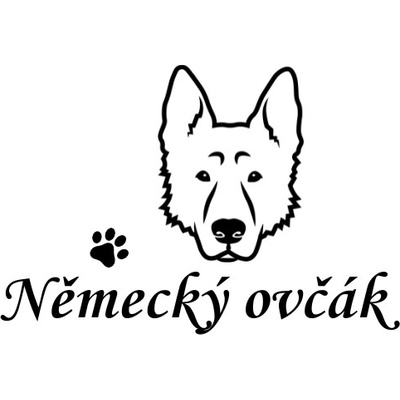 Nažehlovací nápis Německý ovčák Vzor: 1, Potisk: tmavě šedá, Motiv: tlapka