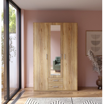 Forte Гардероб five 130 см с огледало и чекмеджета, дъб маувела (ecbs931-d108)