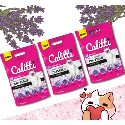 CALITTI Crystals silikónová podstielka pre mačky s vôňou levandule 3 x 3,8 l