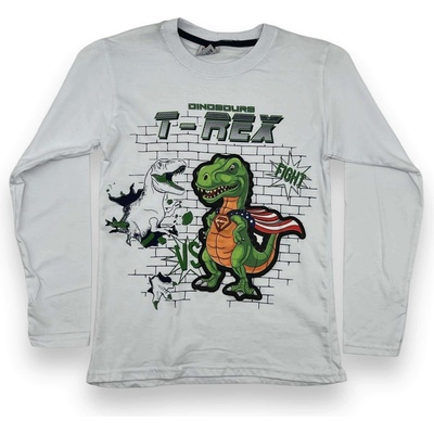 Zeyrek chlapecké blikající tričko s dlouhým rukávem T-REX Bílá