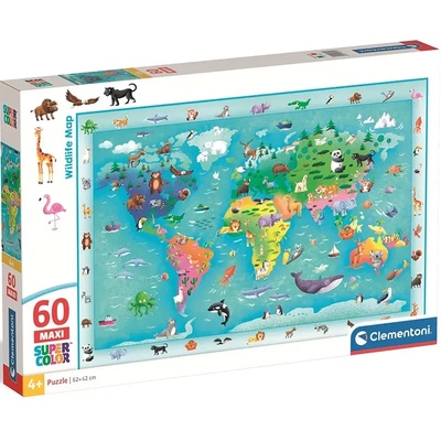 Clementoni - Puzzle Wildlife Map 60 maxi - 40 - 99 piese