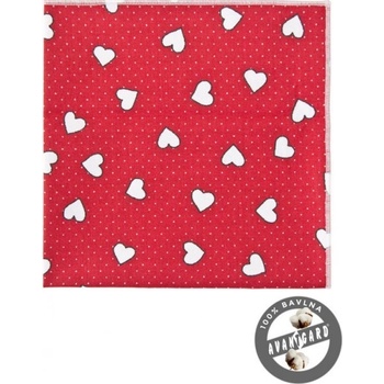 Kapesníček pánský do saka červený se srdíčky