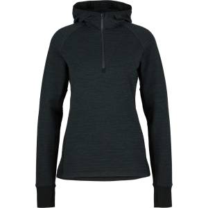 Stoic Дамски вълнен пуловер Stoic Women's MerinoFleece260 FlenSt. Half Zip with Hood Merino hoodie - Black / Black / Melange - размер XS (105-6682-0111)