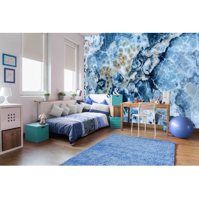 DIMEX ART Самозалепваща се флизелинова фототапета текстура от син мрамор 375 x 250 см