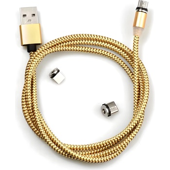 HARAHU Usb заряден кабел 3в1 с магнитни накрайници - Златна kp30705 (30705)