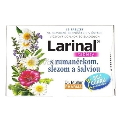 Dr. Müller Larinal S rumančekom slezom a šalviou 16 cmúľacích tabliet bez cukru so sladidlom