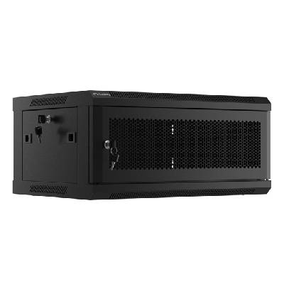 rack cabinet 19 wall-mount 4U/600x450 with perforated door black (flat pack) (WF01-6404-23B)