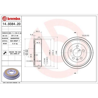 Brzdový buben BREMBO 14.9384.20