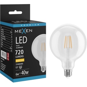Mexen Vintis LED филамент крушка E27, G125, 6W, Топла - 2700K, 720 lm, прозрачен - L158-E27-0627-00 (L158-E27-0627-00)