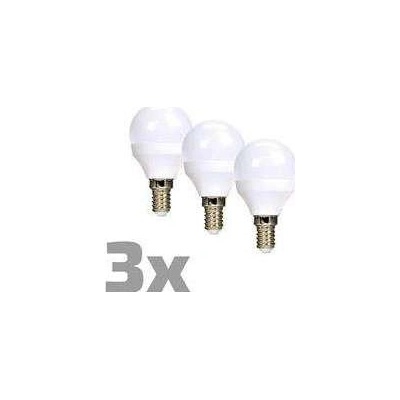 Solight ECOLUX LED žiarovka 3-pack, miniglobe, 6W, E14, 3000K, 450lm, biele prevedenie, 3ks WZ433-3
