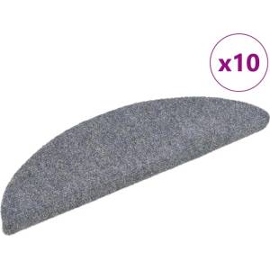 vidaXL Самозалепващи стелки за стъпала, 10 бр, светлосиви, 56x17x3 см