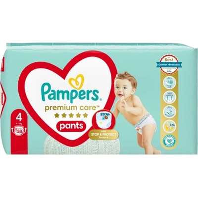 Pampers Пелени-гащички Premium care Pants 4 58бр