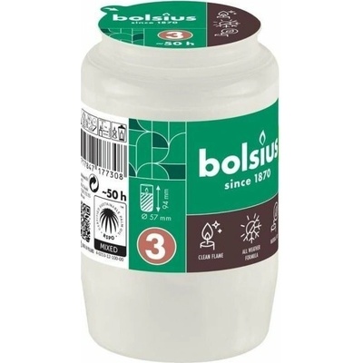 Náplň Bolsius, 50 h, 152 g, 57x94 mm, do kahanca, biela, olej