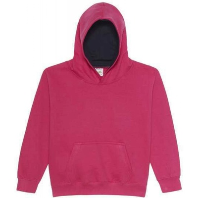 Just Hoods dětská mikina s kapucí Varsity žhavá růžová Fra námořnická modrá