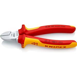 KNIPEX Клещи за странично рязане KNIPEX, изолирани от 1000 V, хромирани, 160 mm, бластерна конструкция, 70 06 160 SB (70 06 160)