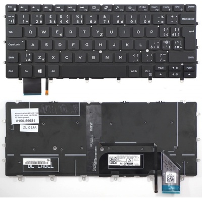 česká klávesnice Dell XPS 13 7390 9370 9380 černá CZ/SK no frame