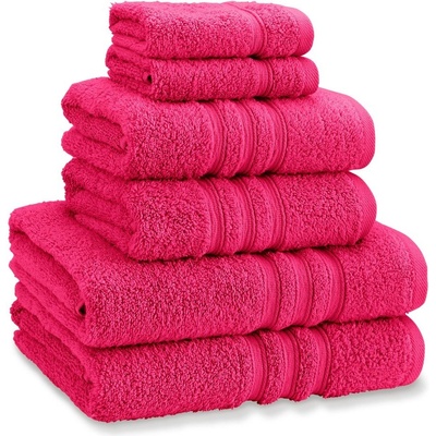 Catherine Lansfield Тъмнорозови памучни хавлии и кърпи за баня в комплект 6 бр. от тери Zero Twist - Catherine Lansfield (TW/42260/W/BALE6/HP)